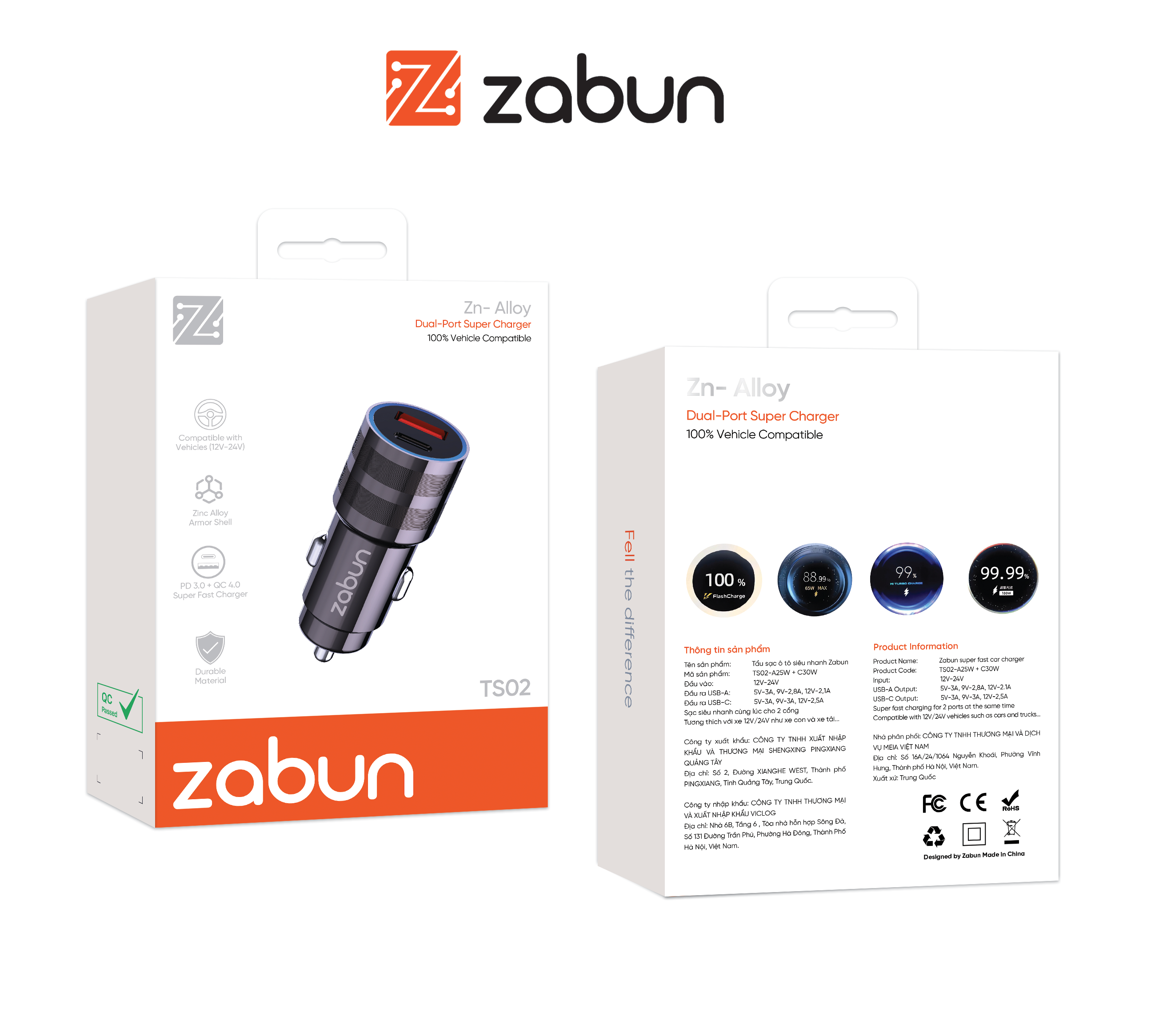 Tẩu sạc oto Zabun TS02